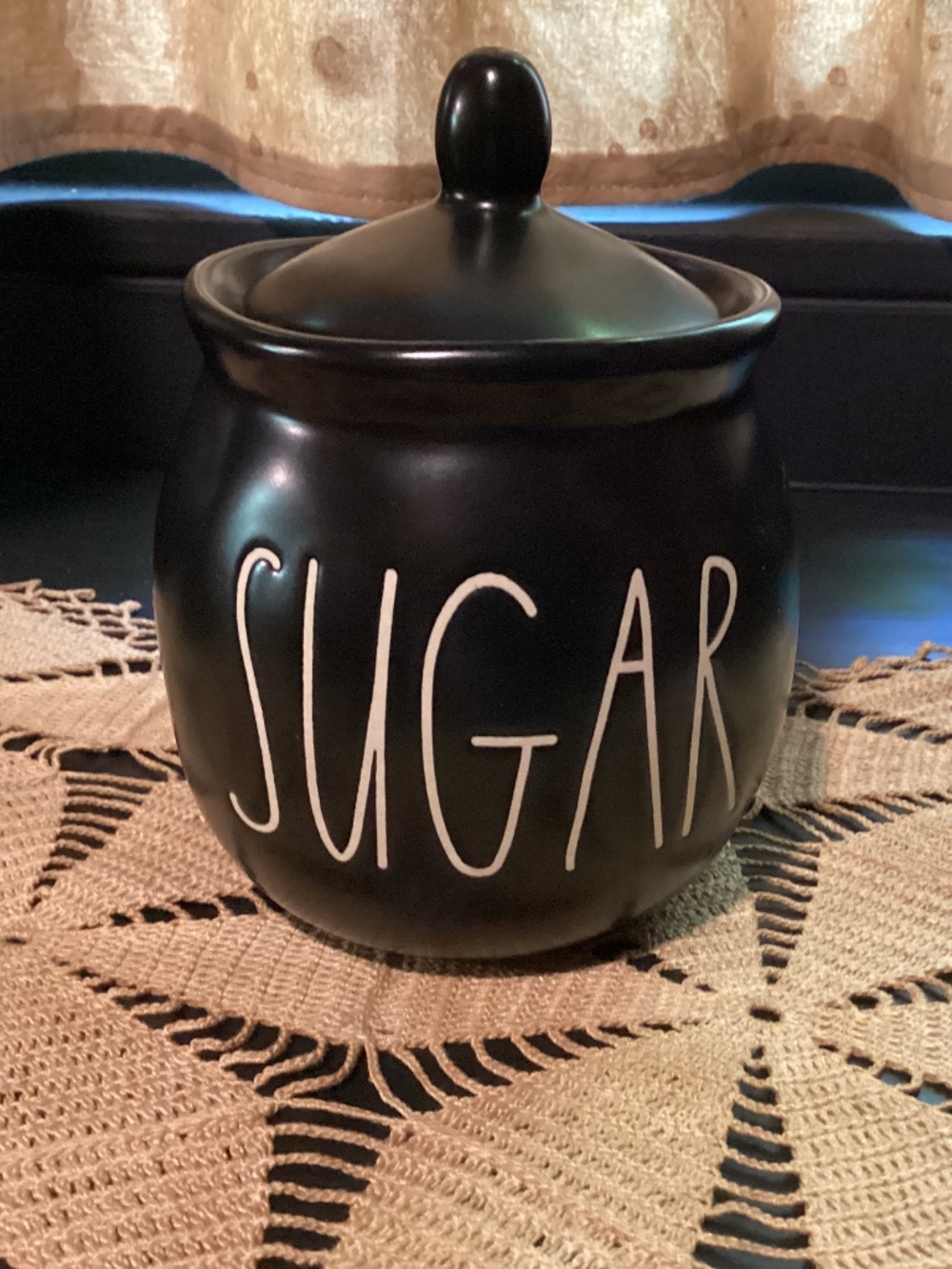 Rae Dunn Black Sugar Bowl Jar with Lid - Halloween Goth